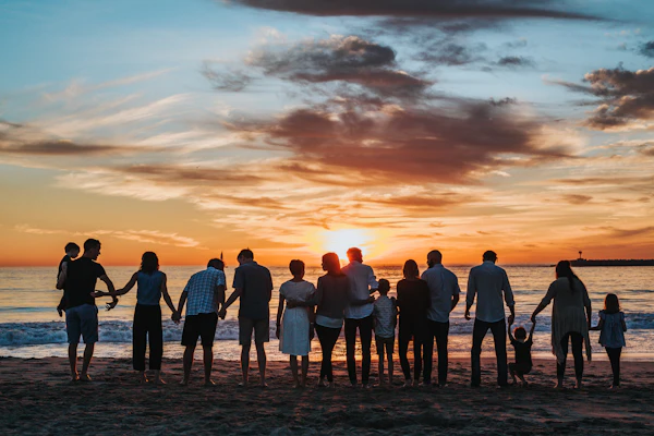 Family walking together outdoors promoting family health and wellness